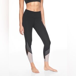 Athleta Black and Gray Colorblock Leggings